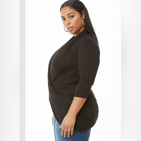 Plus size drapery surplice high-low top - Picture 2 of 4